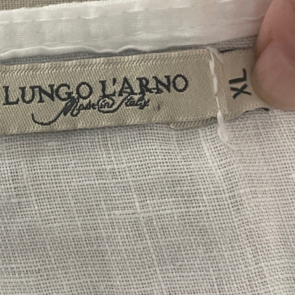 Lungo L Arno Linen Eyelet Ruffle TankTop White Feminine Coastal Made in Italy XL - Picture 7 of 9